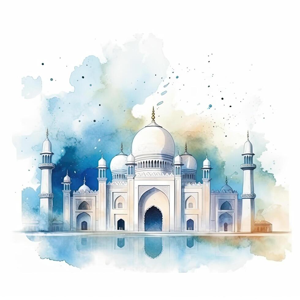Abstract eid mubarak watercolor background. Illustration photo