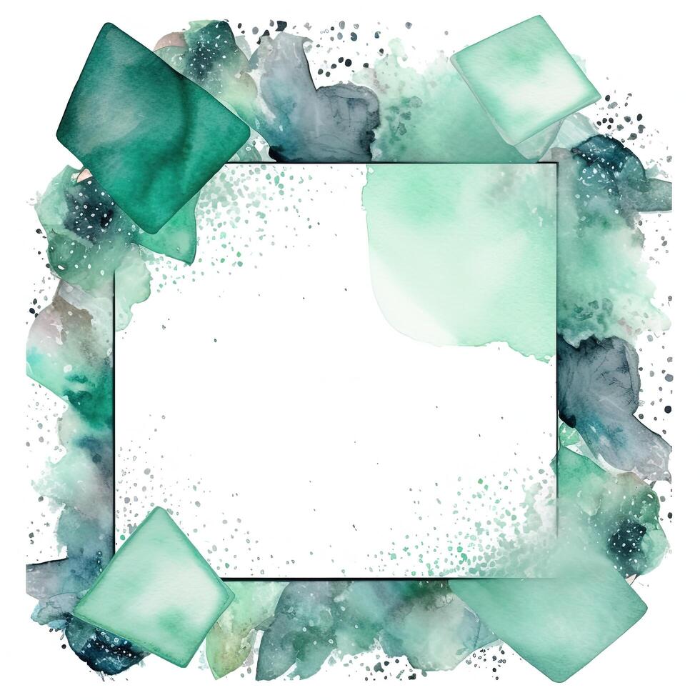 Green watercolor frame. Illustration photo