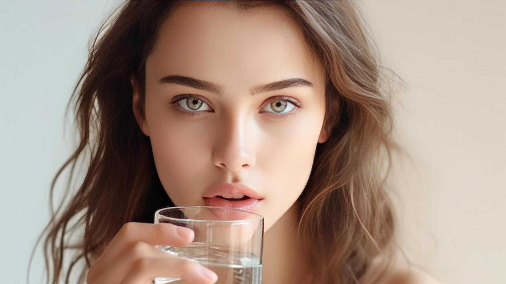 Girl with glass of water. Illustration photo
