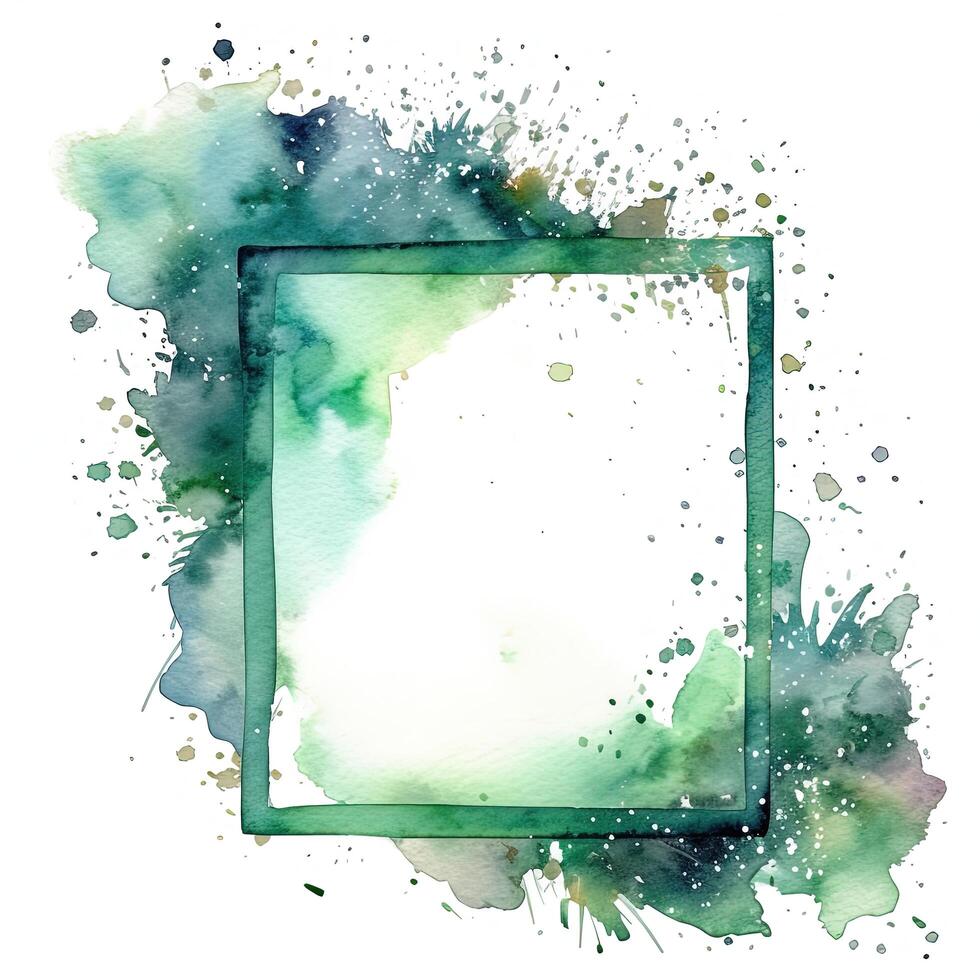 Green watercolor frame. Illustration photo