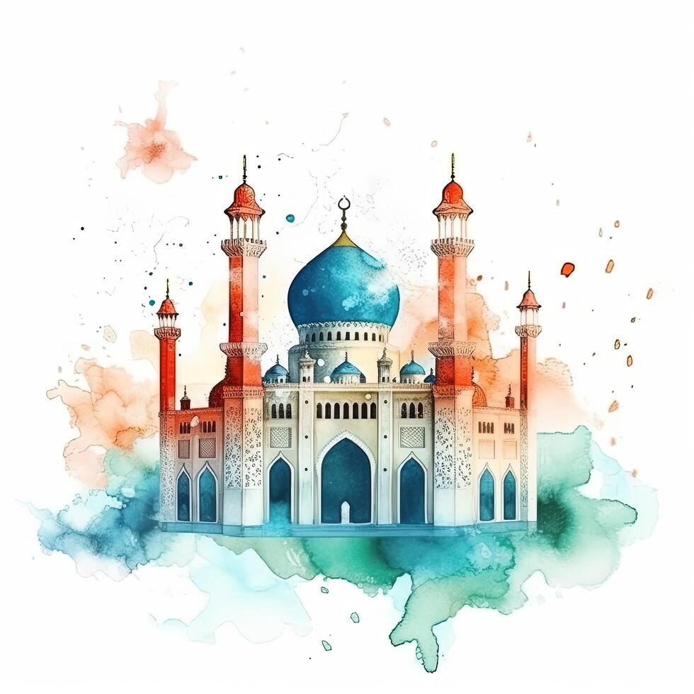 Abstract eid mubarak watercolor background. Illustration photo