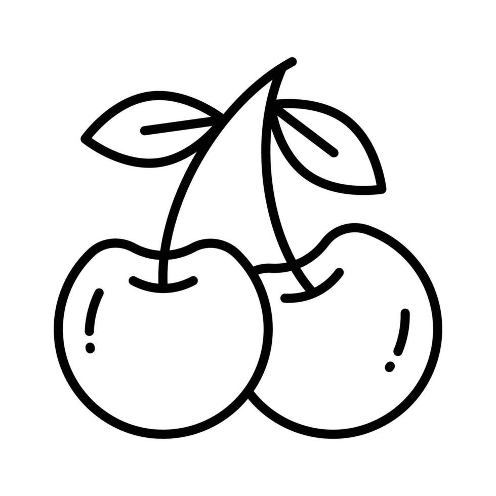 Pair of wild cherries in modern style, healthy and organic berries in trendy style vector