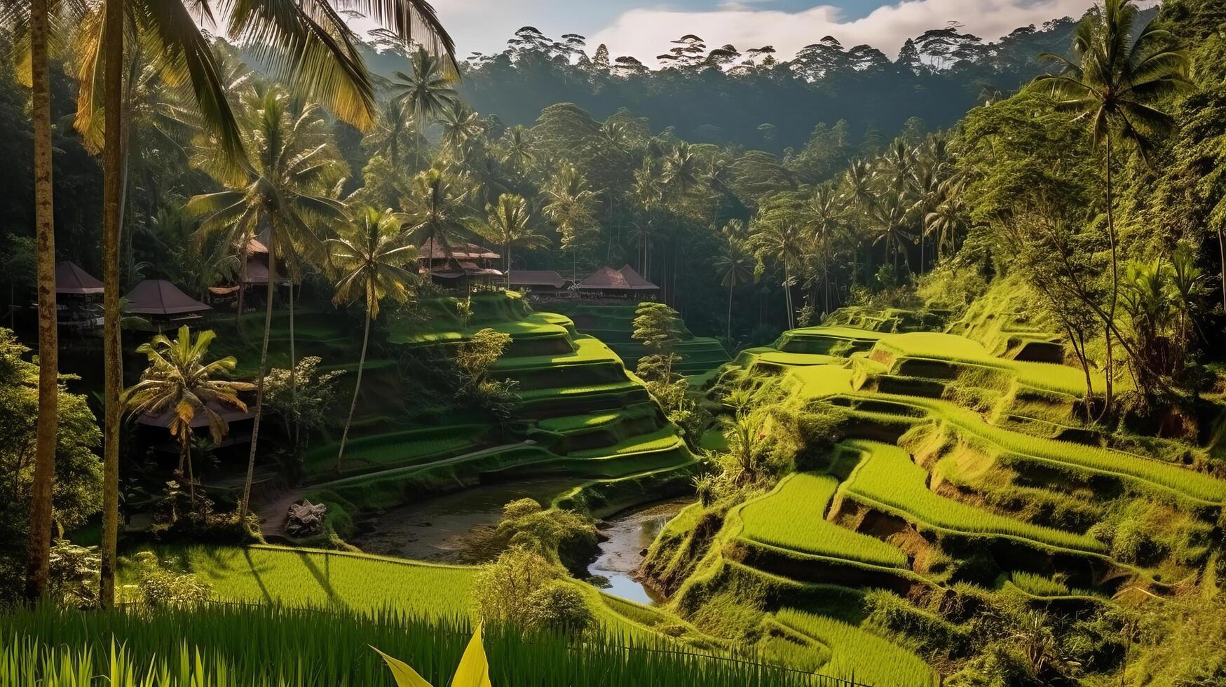 Green rice fields. Illustration photo