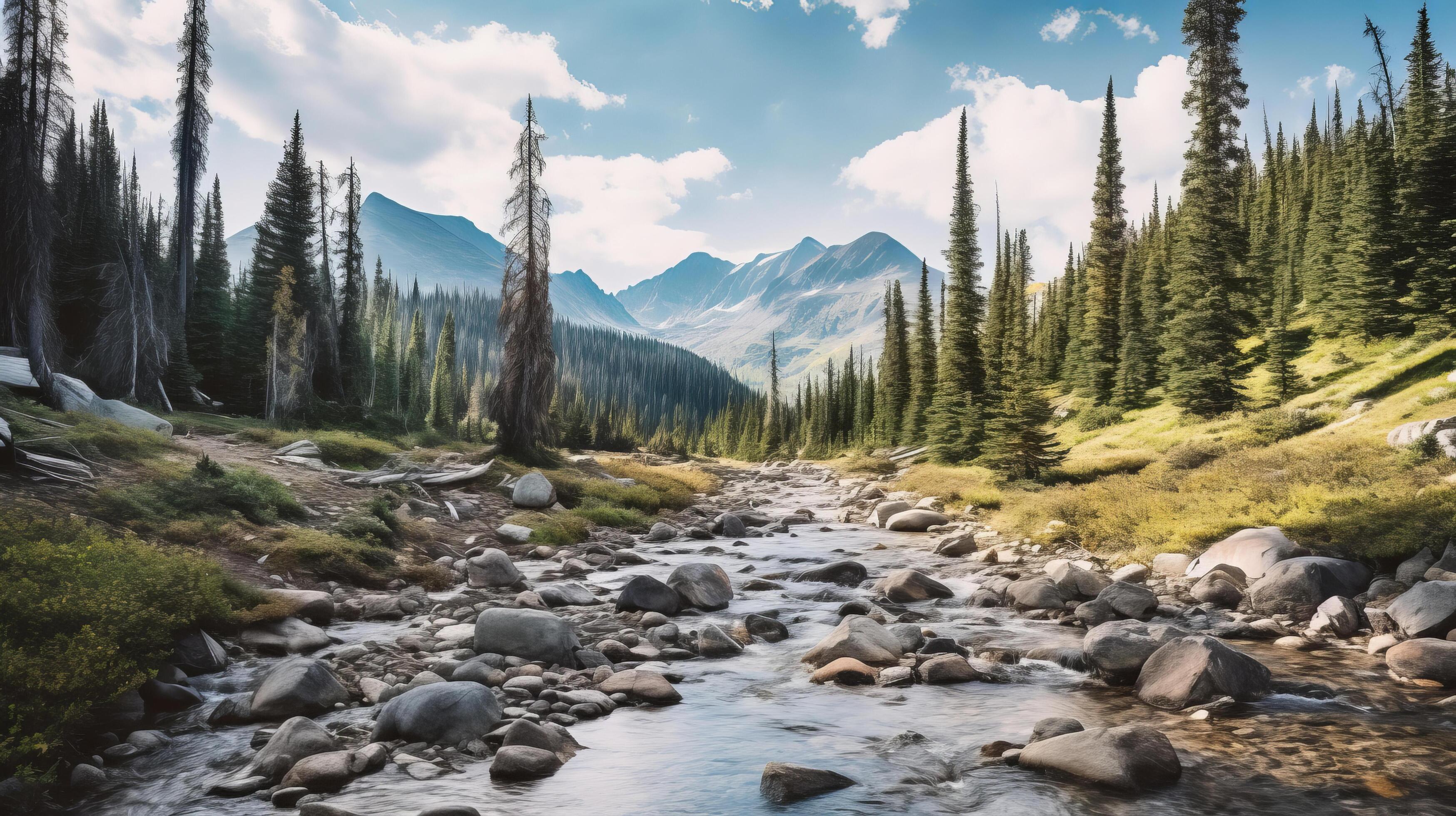 Mountain river. Illustration 24533877 Stock Photo at Vecteezy