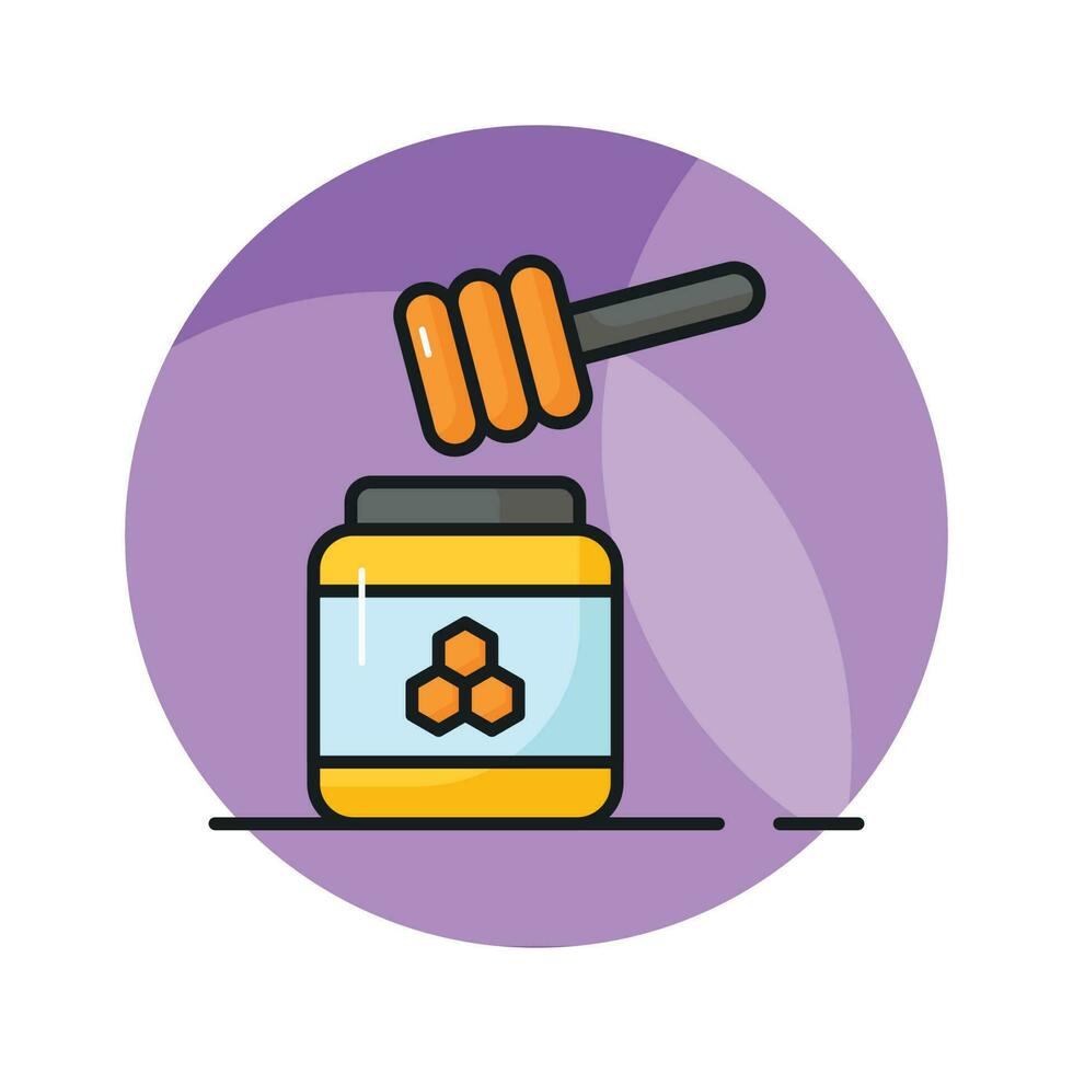 Honey jar with dipper concept vector of honey in modern style, ready to use icon