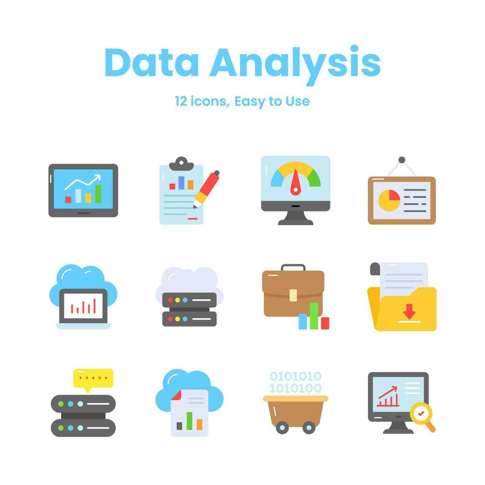 Carefully crafted data analysis and statistics icons, download this premium vectors easy to use