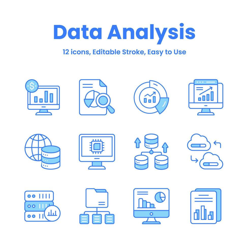 Carefully crafted data analysis and statistics icons, download this premium vectors easy to use