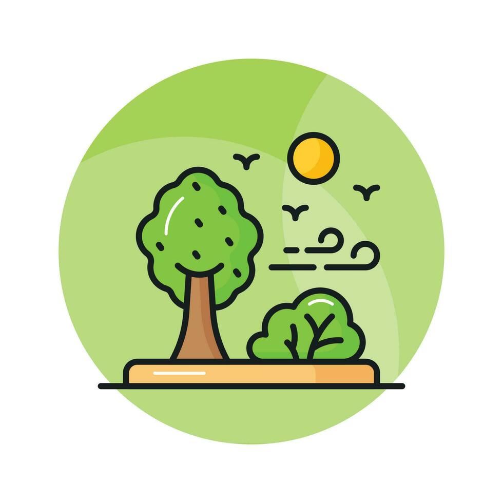 de moda icono de bosque aislado en blanco fondo, arboles paisaje vector