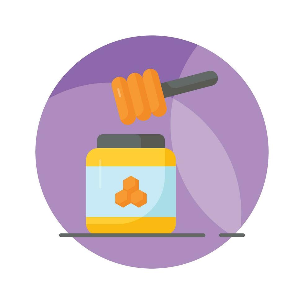 Honey jar with dipper concept vector of honey in modern style, ready to use icon
