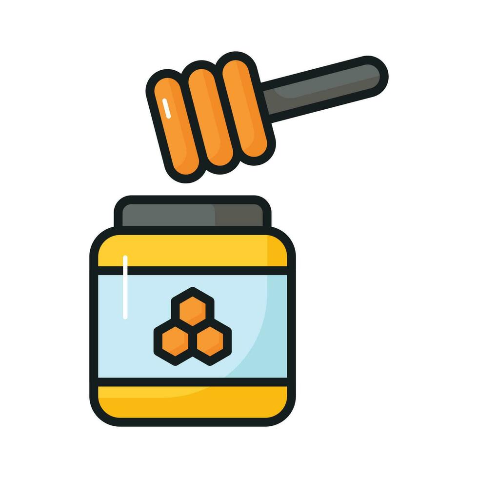 Honey jar with dipper concept vector of honey in modern style, ready to use icon