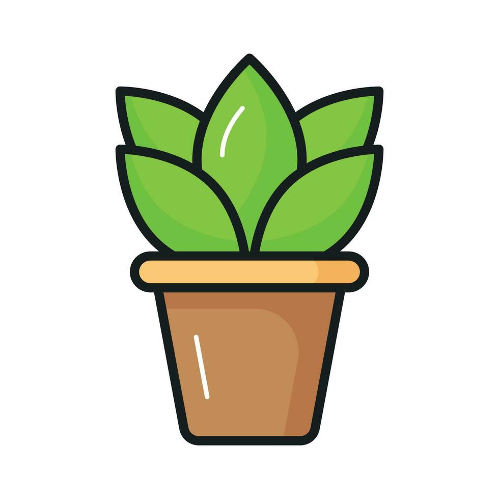 Outdoor decorative plant, an icon of plant pot in trendy style, ready to use vector