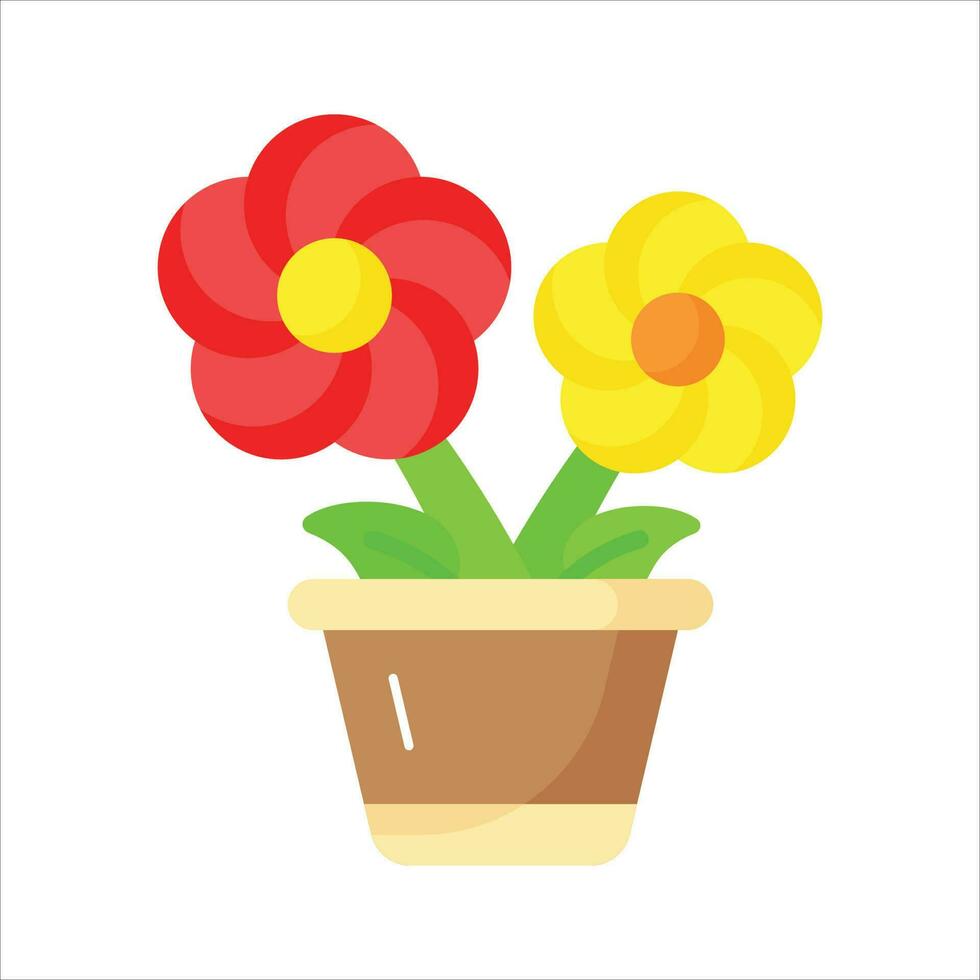 Grab this eye soothing vector of flower pot vector in trendy style, potted flowers in editable style