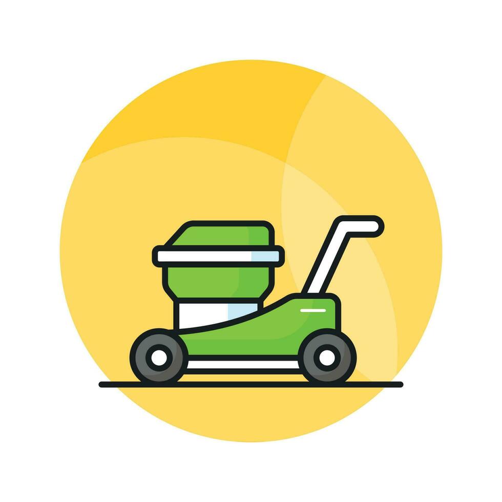 Check this beautifully designed vector of lawnmower in trendy style,