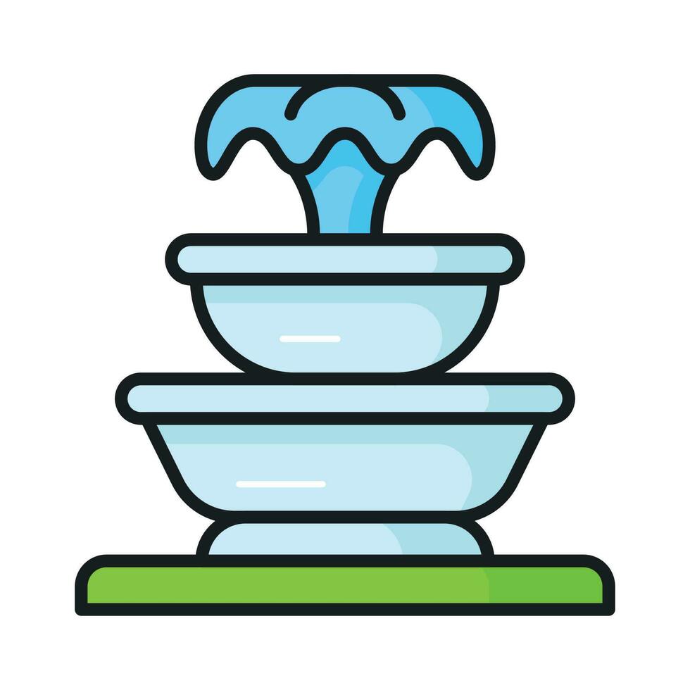 Check this amazing icon of fountain in modern style, garden water spring decoration vector