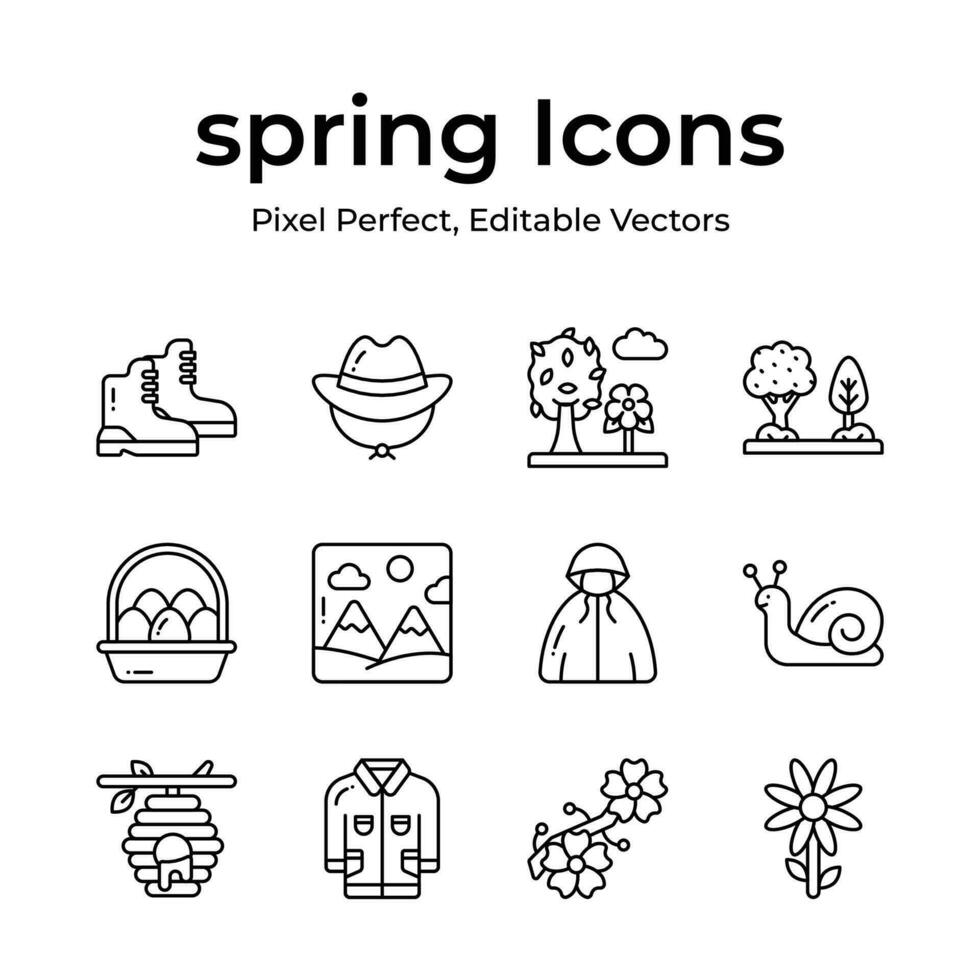 creativamente diseñado primavera vectores, agricultura, jardinería y agricultura íconos conjunto vector