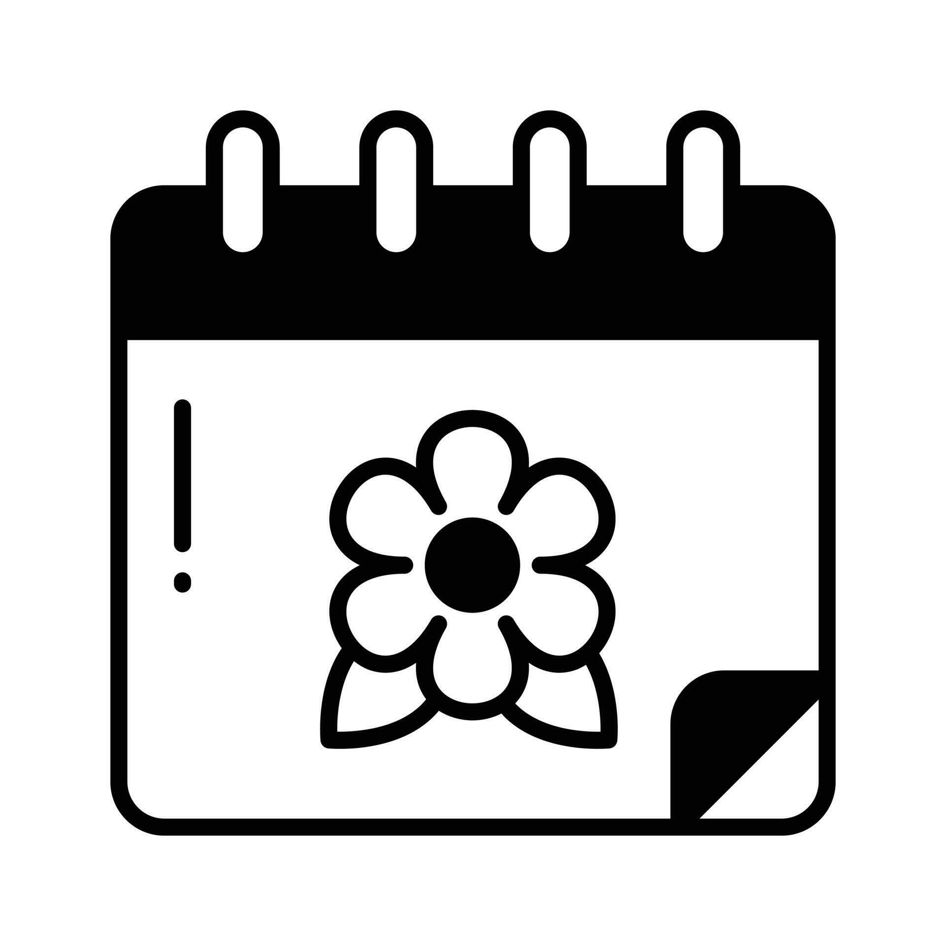 Flower on calendar denoting concept vector of spring calendar in