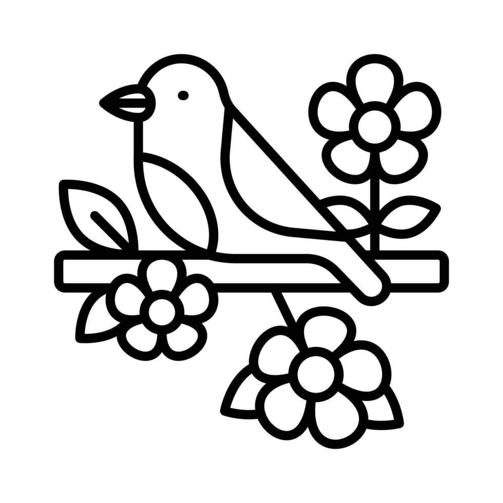 A bird sitting in a branch of tree, grab this beautiful icon of bird in editable style vector