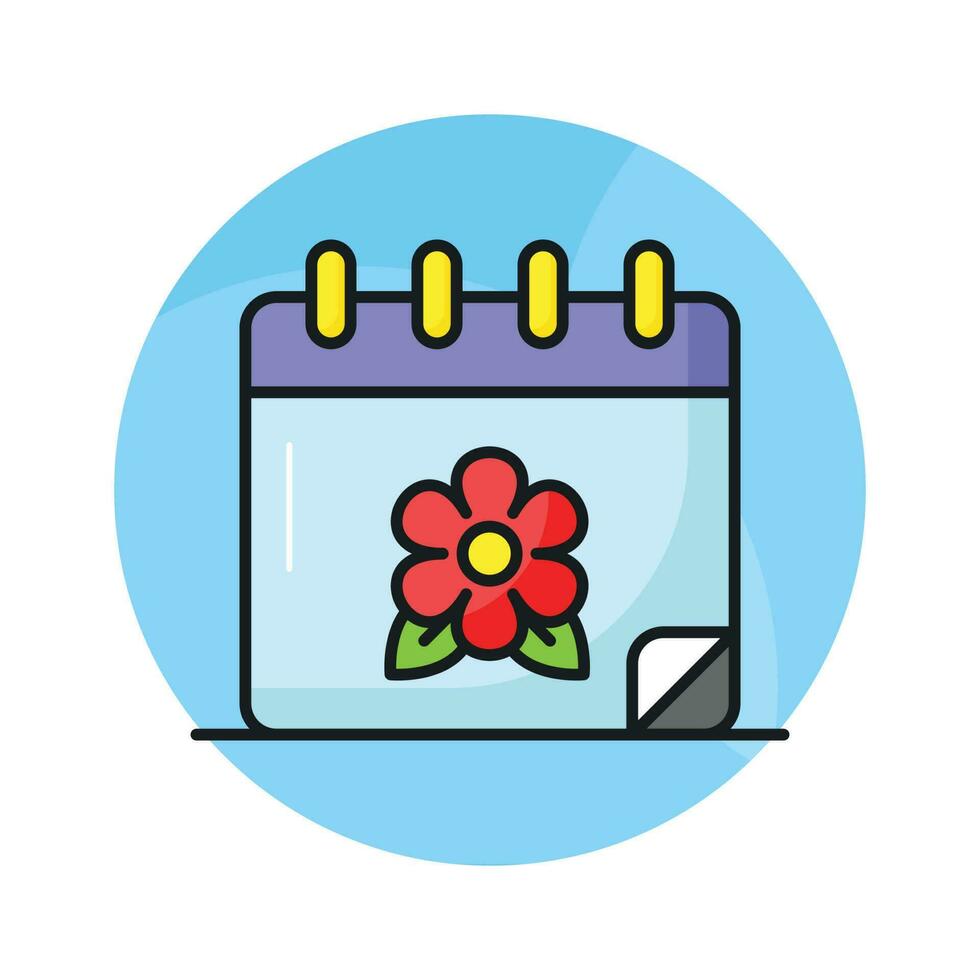 Flower on calendar denoting concept vector of spring calendar in