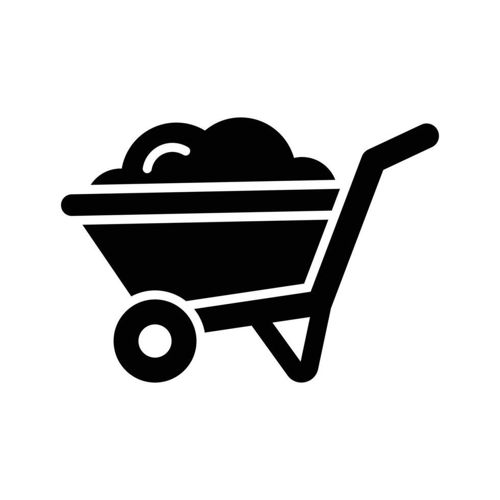 Trendy icon of wheelbarrow in modern style, dirt carrier vector, farming equipment vector