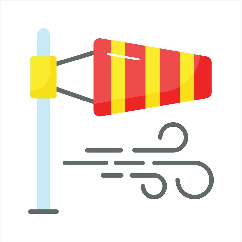 A cone mounted on a mast showcasing windsock icon, Getting weather forecasting tool, editable icon of windbag vector