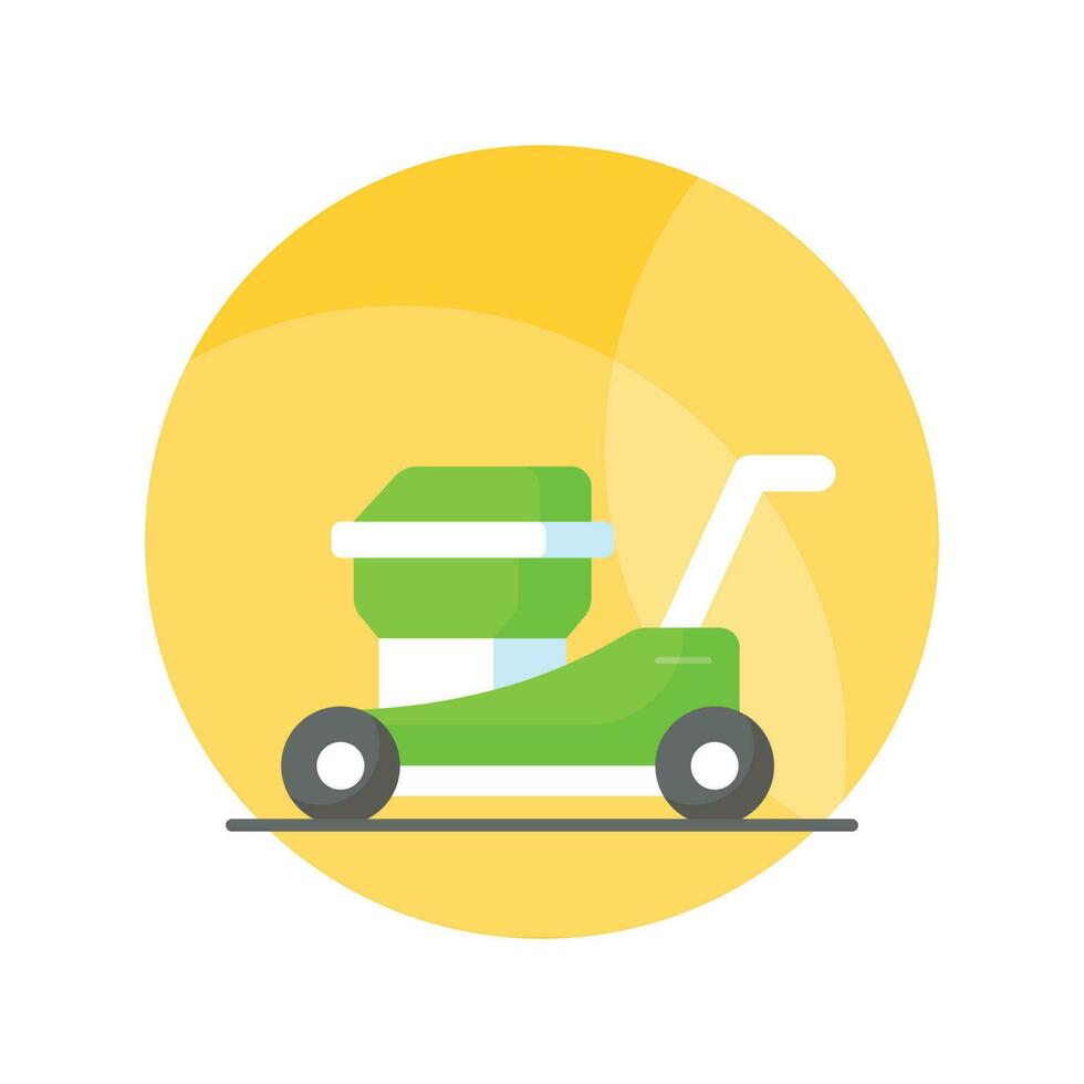 Check this beautifully designed vector of lawnmower in trendy style,