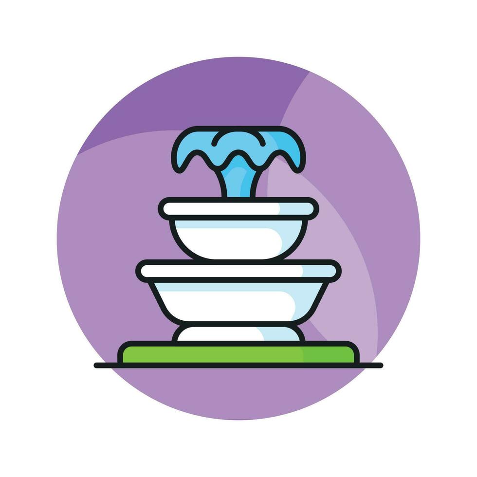 Check this amazing icon of fountain in modern style, garden water spring decoration vector