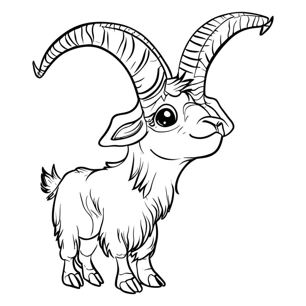 markhor coloring pages for kids vector