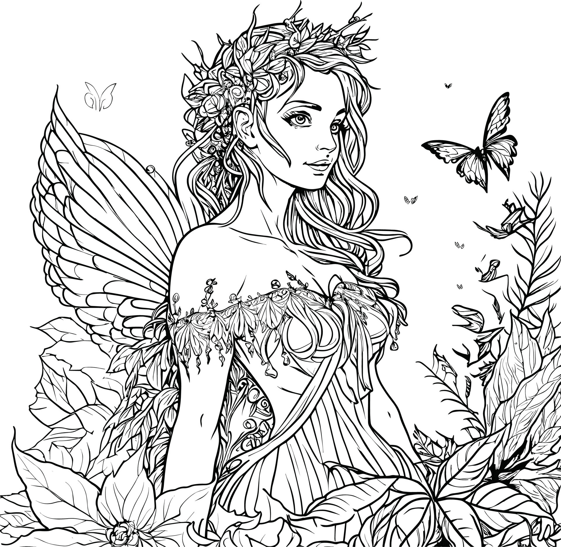 Beautiful Fairy Coloring Pages