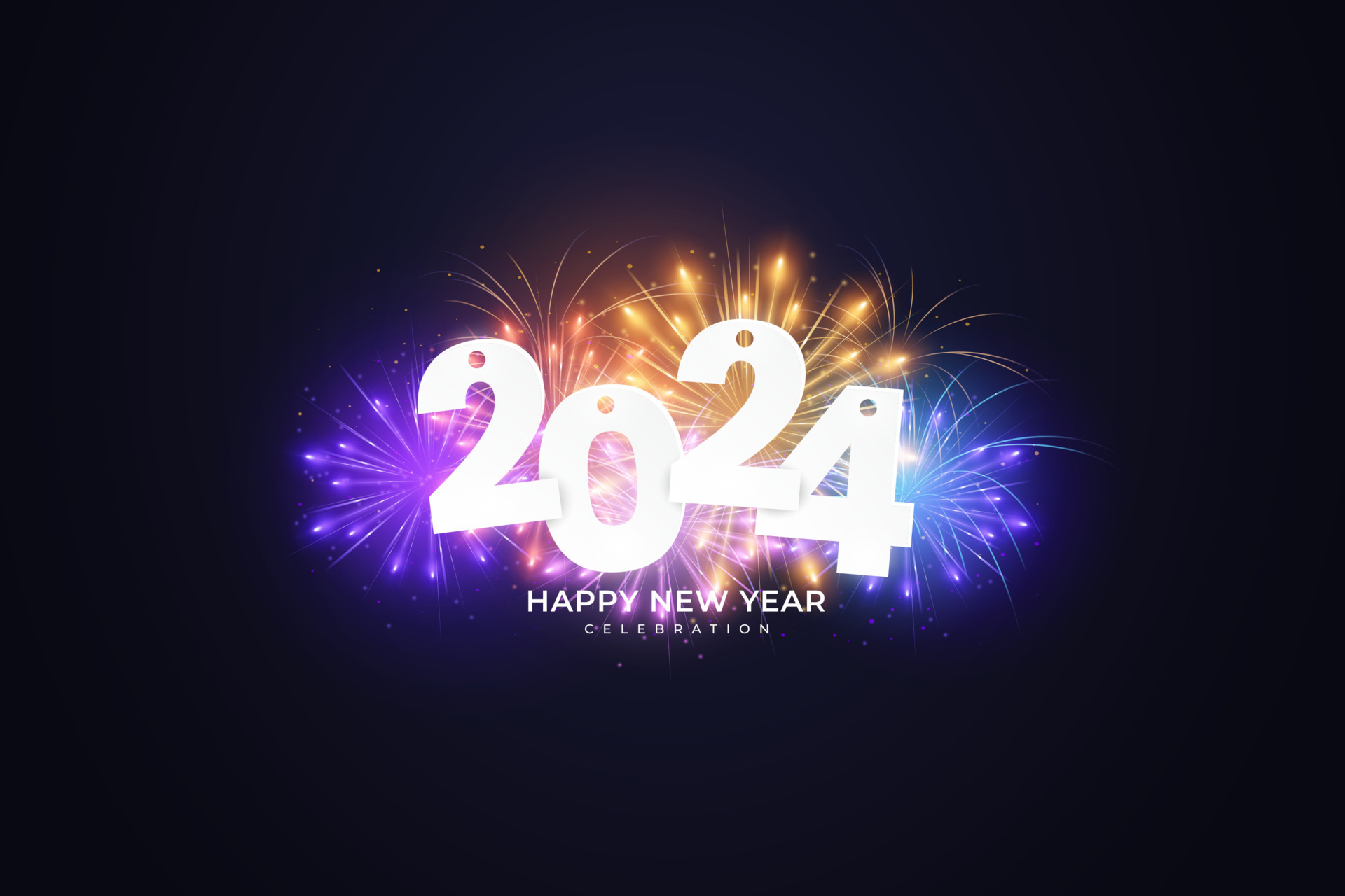 Happy New Year 2024. festive realistic decoration. Celebrate 2024 party