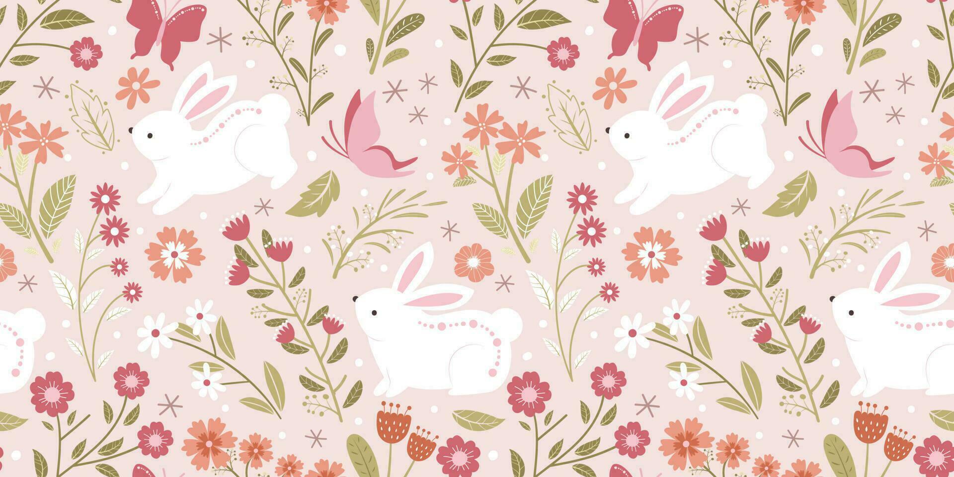 Beautiful Butterfly Garden Seamless Pattern vector