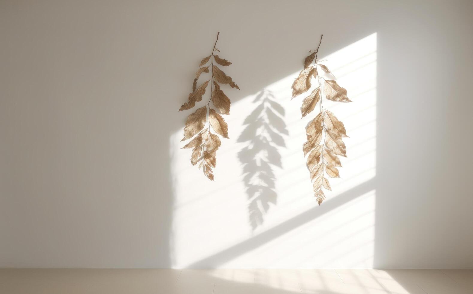 Shadow texture with white walls and trees on a white floor, Illustration photo