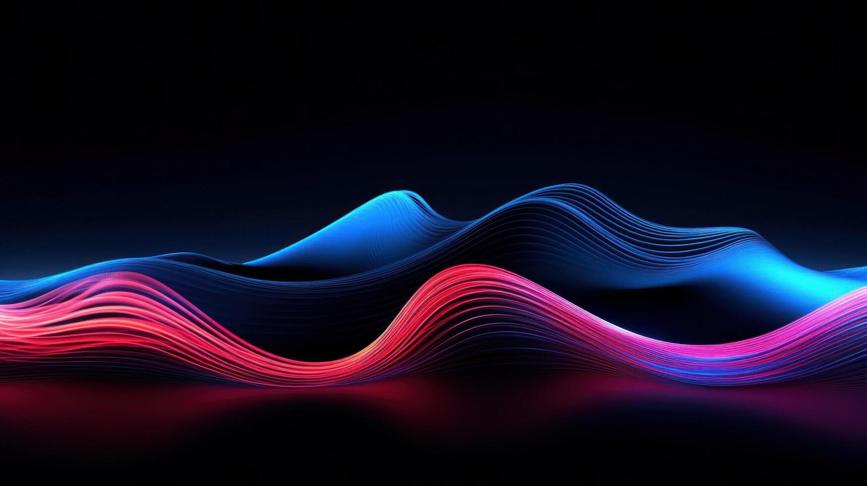 3d light wave with lights, in the style of dark sky-blue and crimson, speed and motion Illustration photo