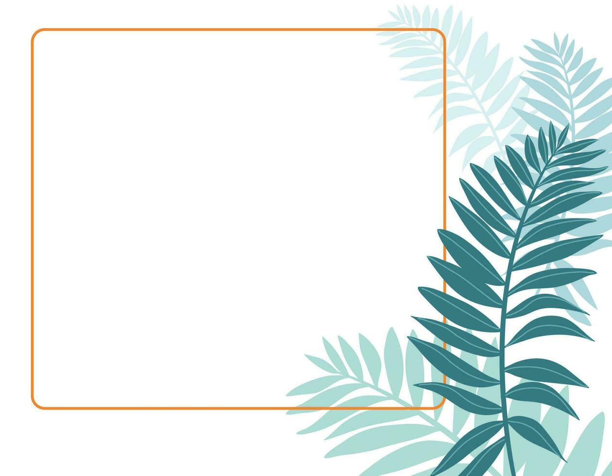 Tropical palm leaf summer plant tropical with horizontal frame banner. Room for text, copy, lettering. Vector design illustration.