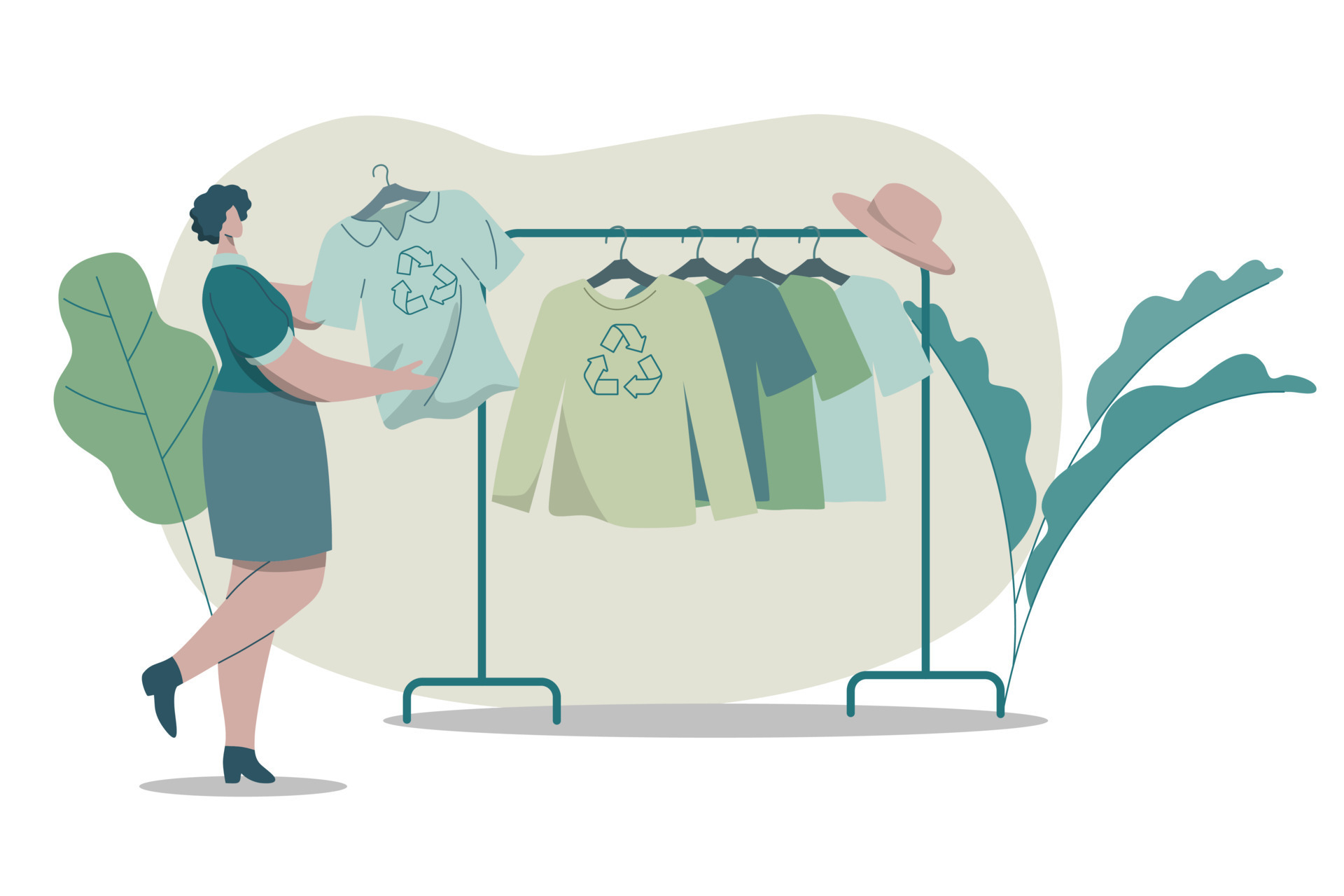 Eco friendly clothing sustainable, Woman buying recycling textile, Recycle  and environmental care concept on fashion. Vector design illustration.  24535235 Vector Art at Vecteezy