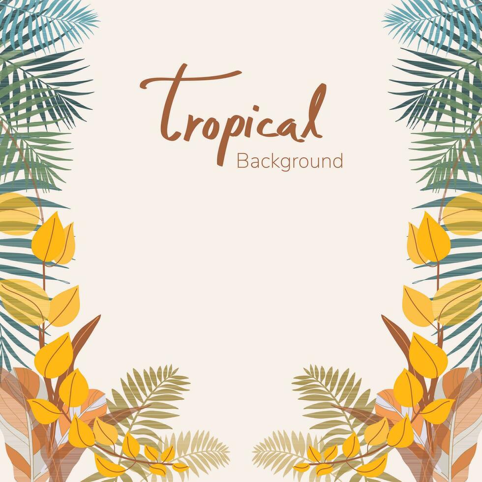 Tropical palm leaf summer on summer background. Room for text, copy, lettering. Vector design illustration.