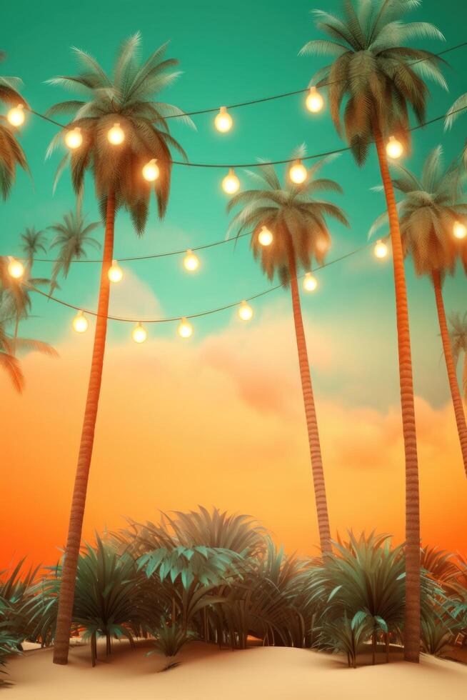 Summer night beach party background. Illustration photo