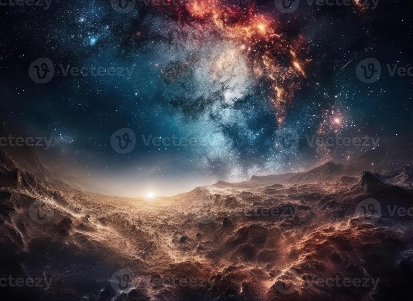 Night sky Universe filled with stars and nebula Galaxy abstract cosmos background. photo