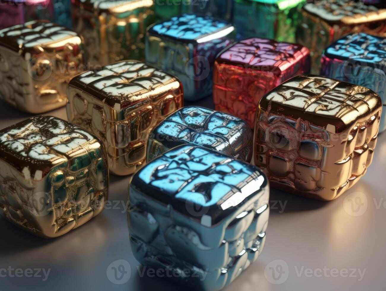 Futuristic glass cubes background Abstract geometric mosaic grid Square tiles pattern technology photo