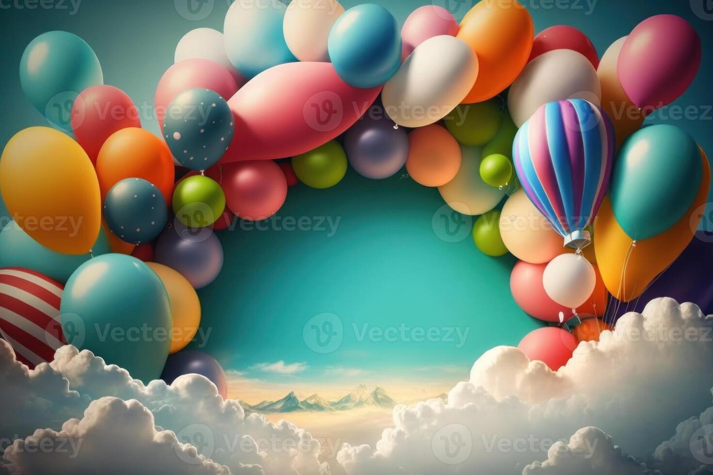 Birthday holiday background with balloons. Illustration photo
