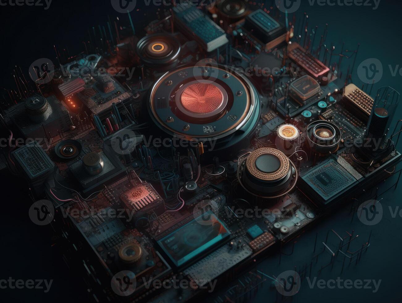 Composition with abstract geometric shapes and primitives Modern background created with technology photo