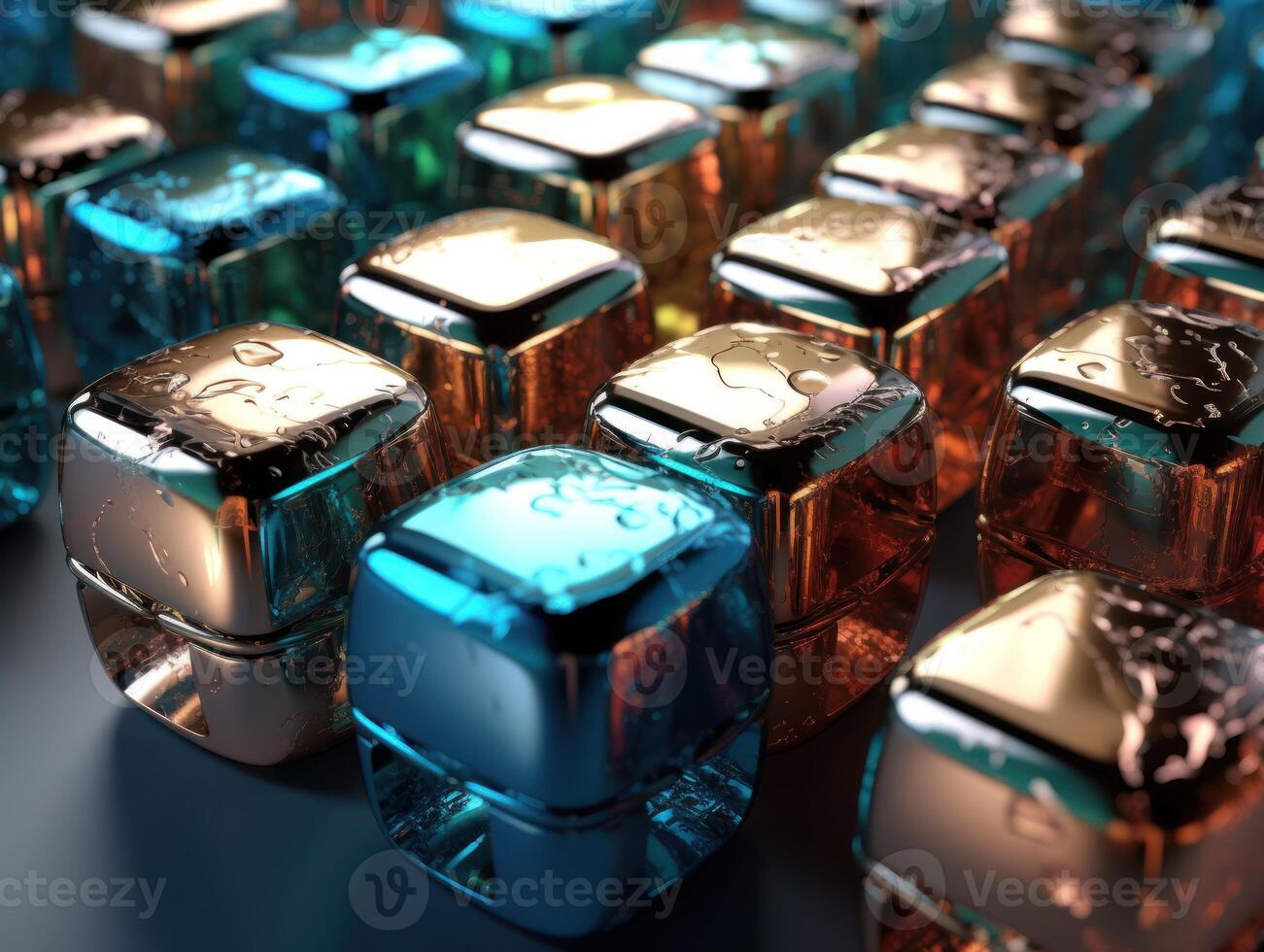 Futuristic glass cubes background Abstract geometric mosaic grid Square tiles pattern technology photo