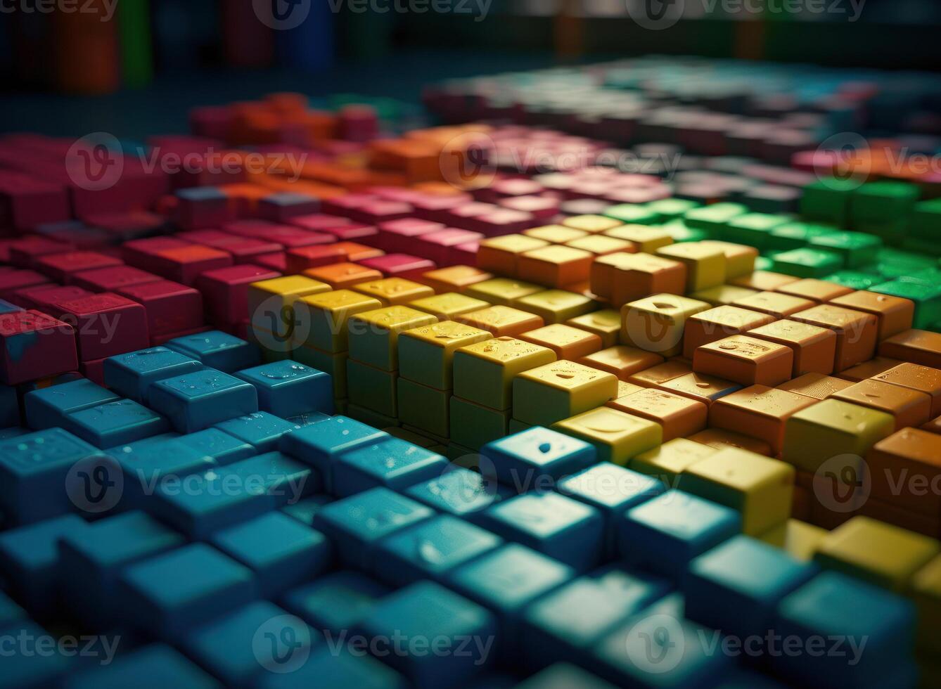 Futuristic plastic cubes background Abstract geometric mosaic grid Square tiles pattern technology photo