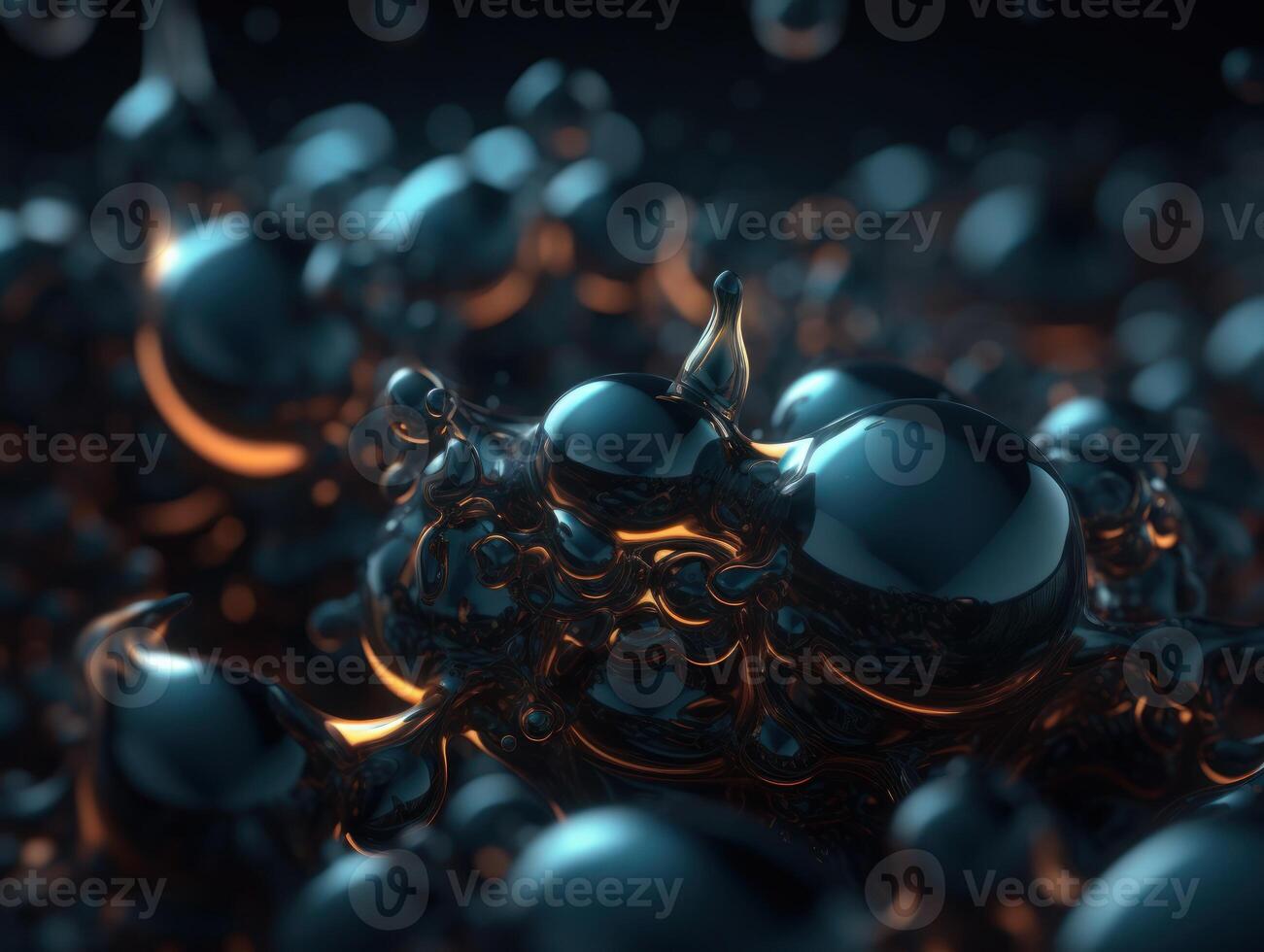 Abstract molecule model on dark background Created with technology. photo