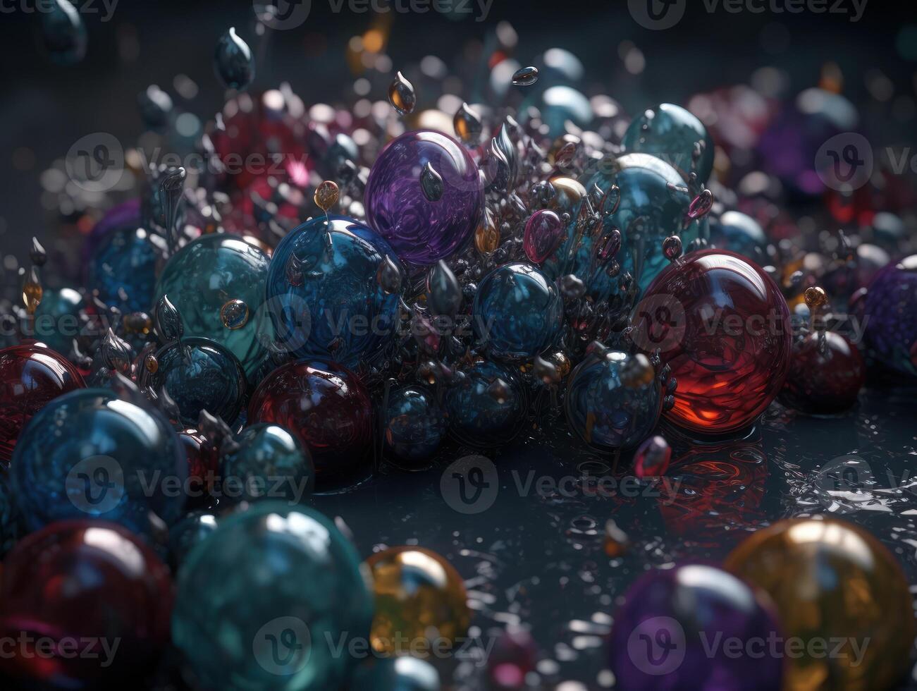 Translucent glass Stones and pebbles Abstract background with geometric shapes created with technology. photo