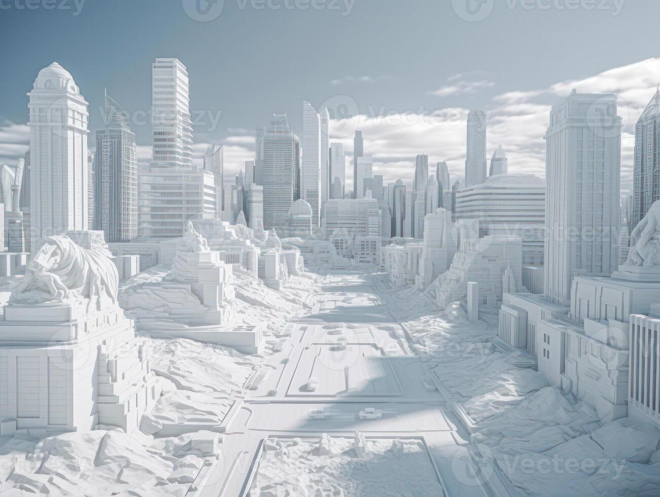 Futuristic white city landscape cityscape background Created with technology. photo
