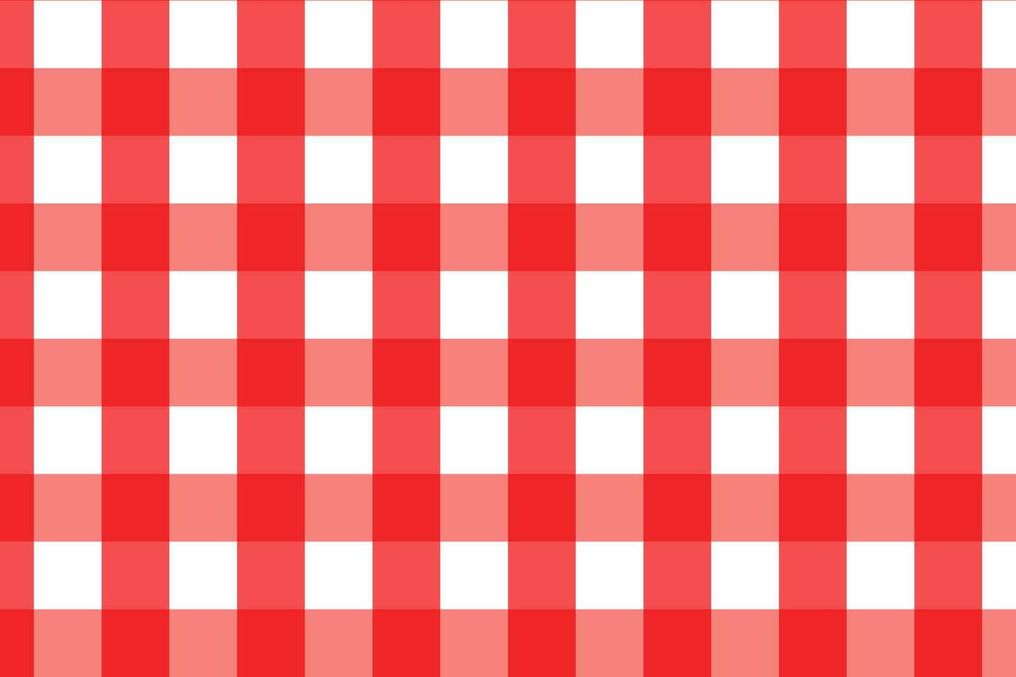 Red and white gingham plaid fabric pattern vector