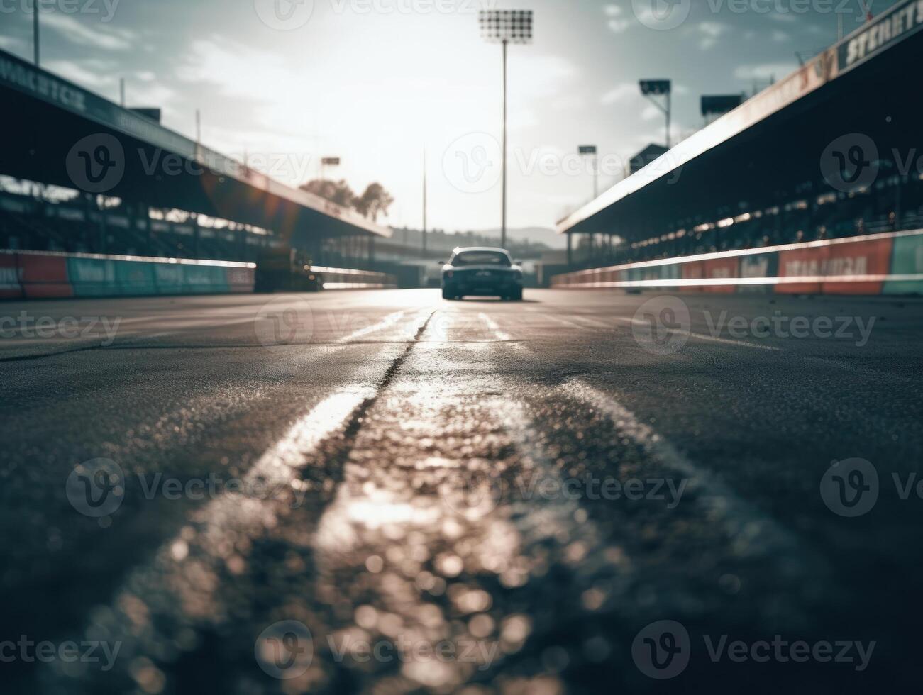 Race track Empty asphalt road concept Driving on an empty road Racing sports concept Created with technology photo