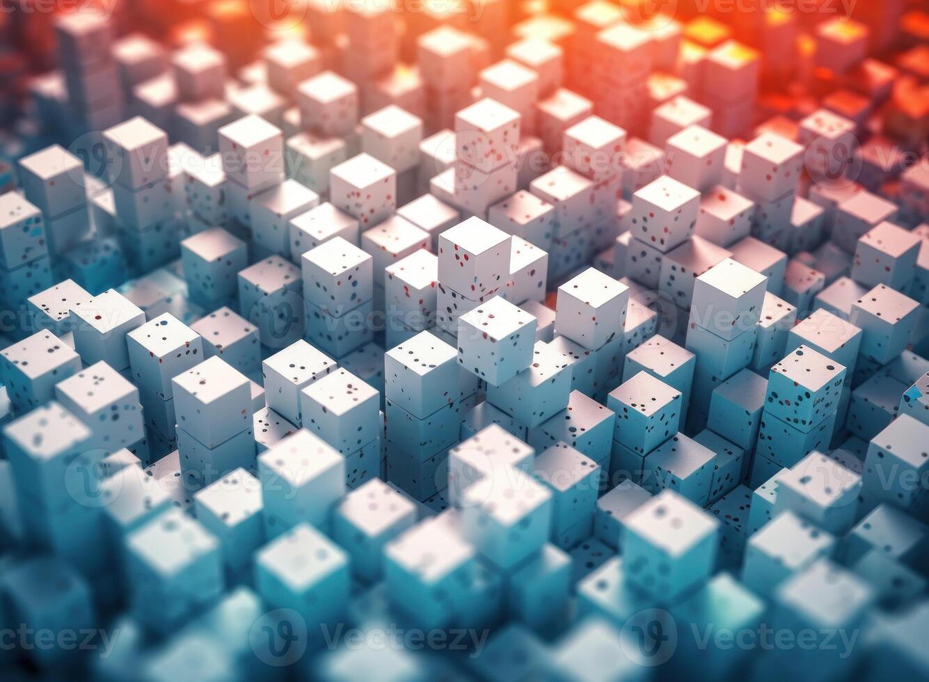 Futuristic white plastic cubes background Abstract geometric mosaic grid Square tiles pattern technology photo