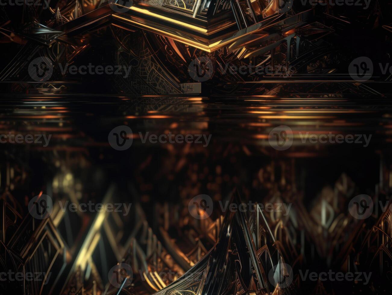 Dark black and gold Geometric grid background Modern dark abstract texture Created with technology. photo