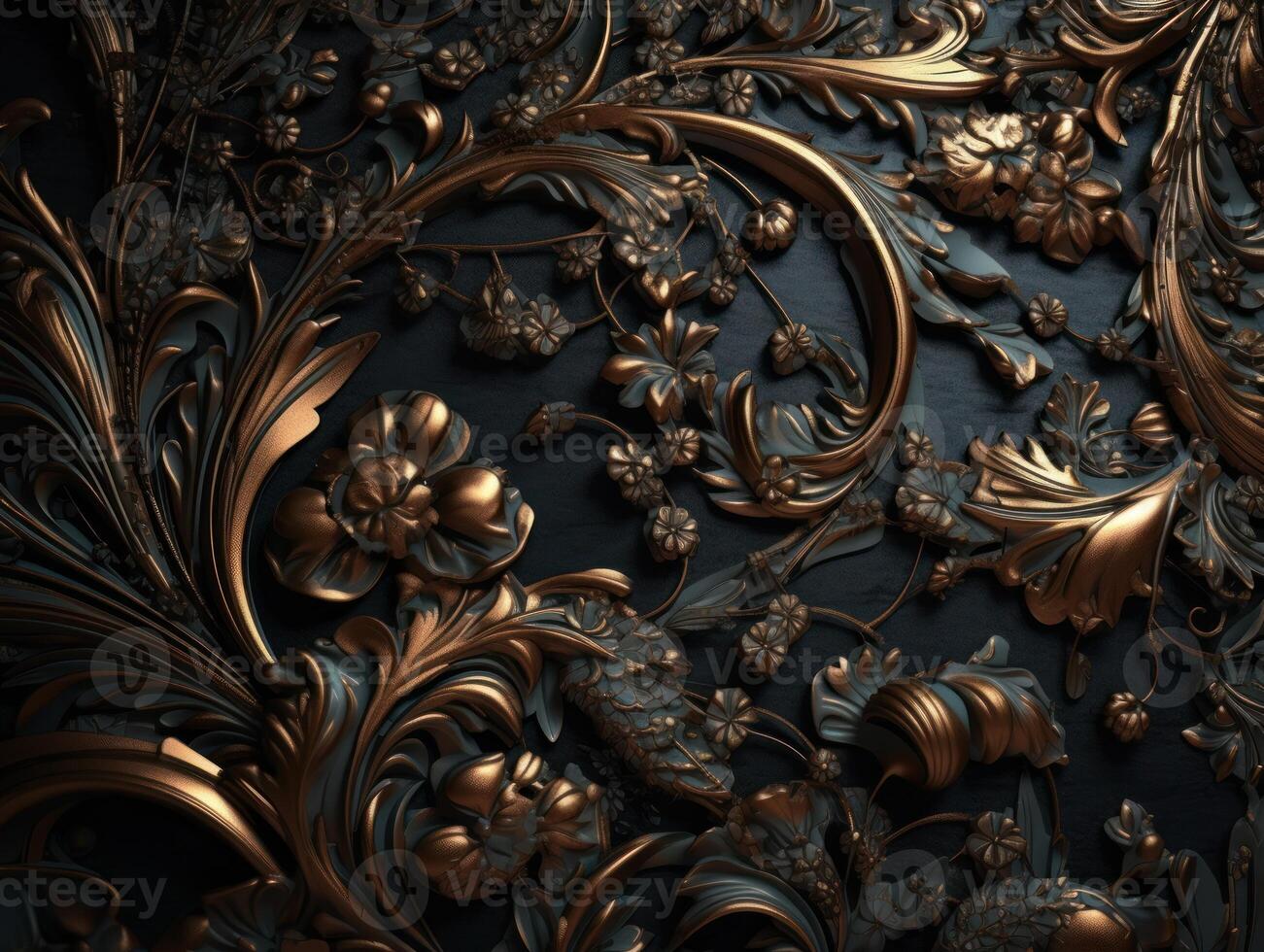 Royal vintage Victorian Gothic background Rococo venzel and whorl created with technology. photo